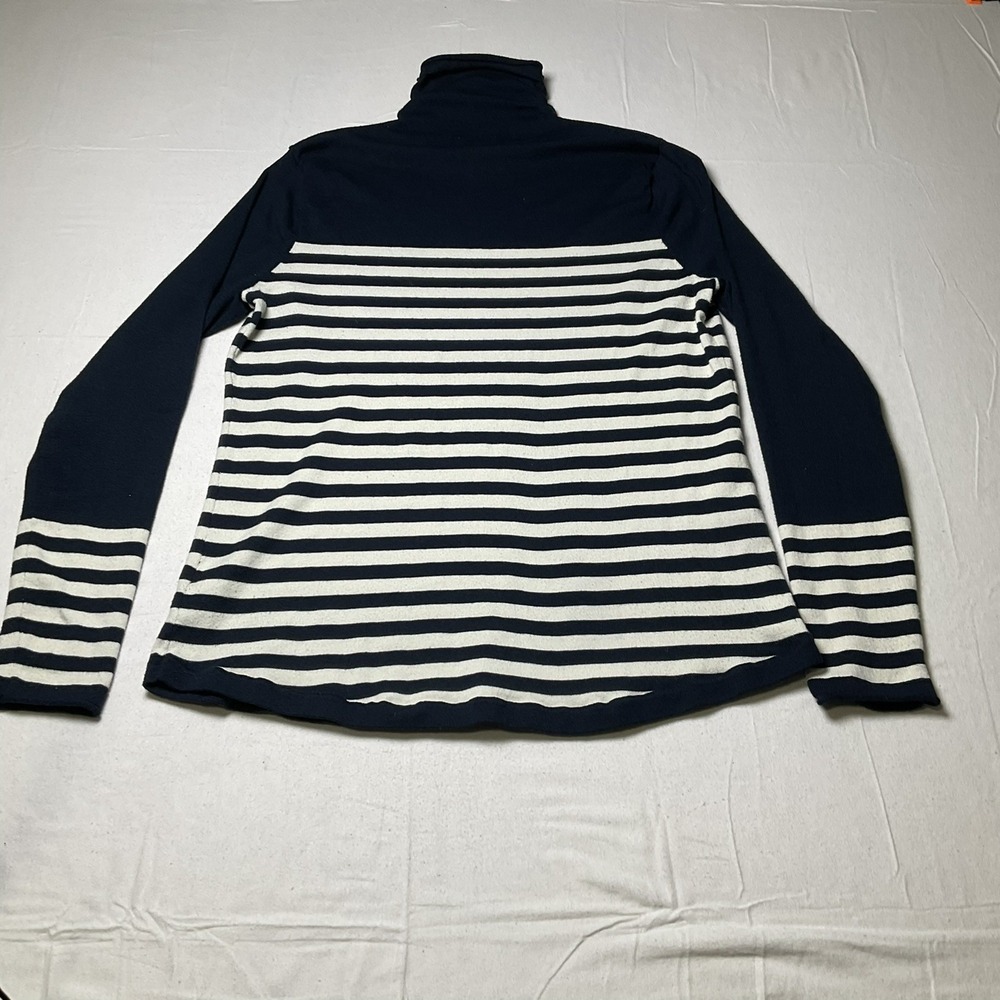 Duluth Trading Co. Women's Turtleneck Sweater Blue And White Size L Cozy 575